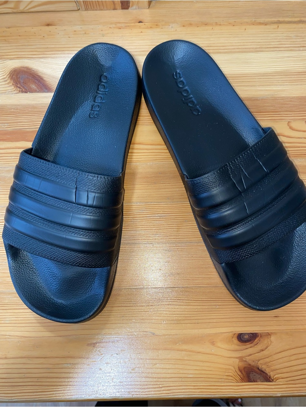 adidas Men’s Black Slide Sandals with Textured Straps